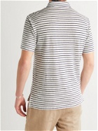 BARENA - Striped Linen Polo Shirt - Neutrals