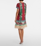 La DoubleJ Swing feather-trimmed silk minidress