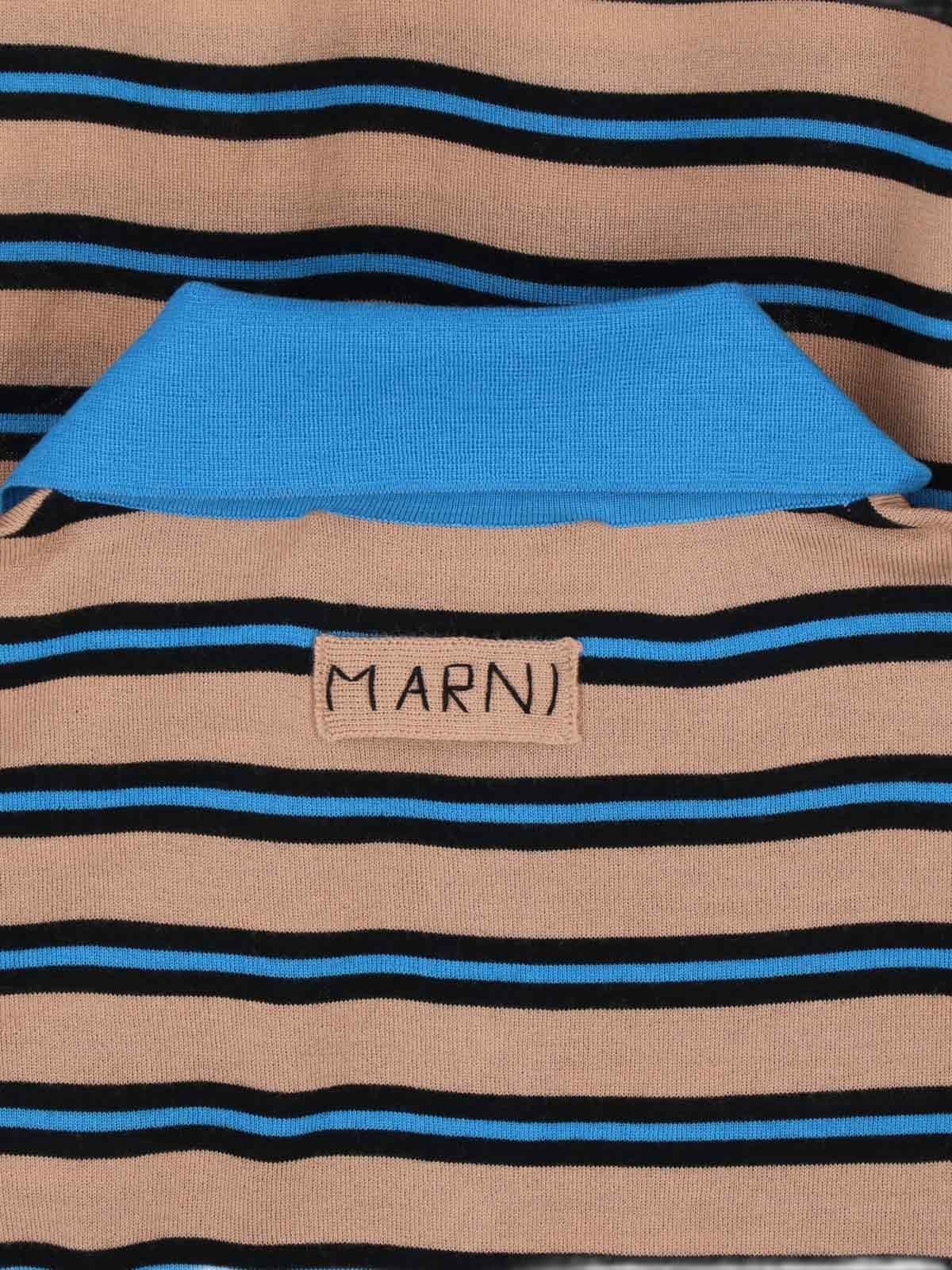 Marni Striped Virgin Wool Polo Shirt