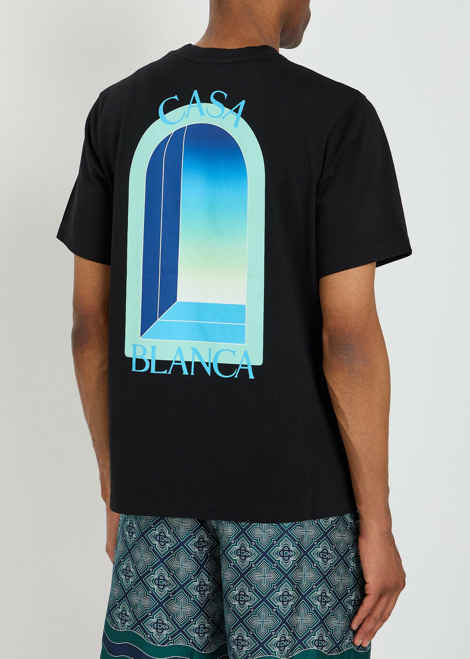 Casablanca Gradient Arch Printed Cotton T-shirt Black
