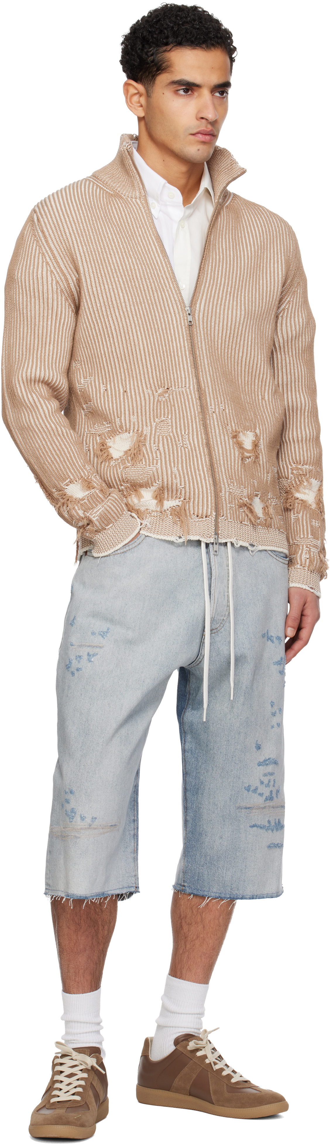 MM6 Maison Margiela Blue Drawstring Denim Shorts