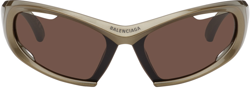 Balenciaga Brown Dynamo Rectangle Sunglasses Balenciaga
