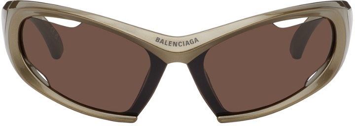 Photo: Balenciaga Brown Dynamo Rectangle Sunglasses