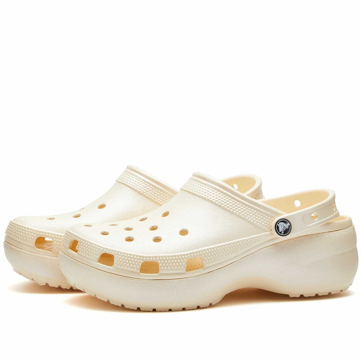 Crocs Classic Platform Shimmer Clog in Vanilla Crocs