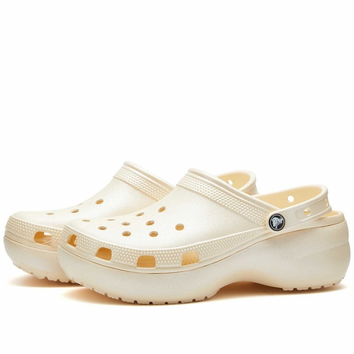 Photo: Crocs Classic Platform Shimmer Clog in Vanilla