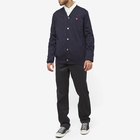 Comme des Garçons Play Men's Small Red Heart Cardigan in Navy