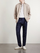 Slowear - Tapered Pleated Wool and Linen-Blend Trousers - Blue
