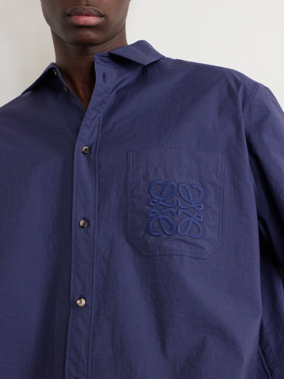 LOEWE - Paula's Ibiza Logo-Embroidered Cotton-Blend Shirt - Blue