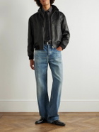 SAINT LAURENT - Teddy Panelled Full-Grain Leather Blouson Jacket - Black