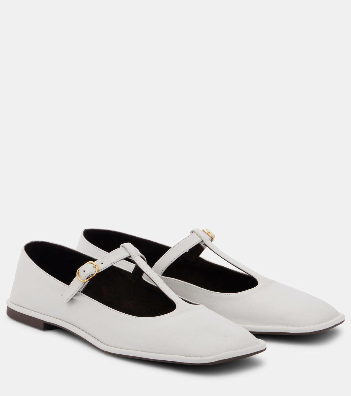 The Row Square T-Strap leather ballet flats The Row
