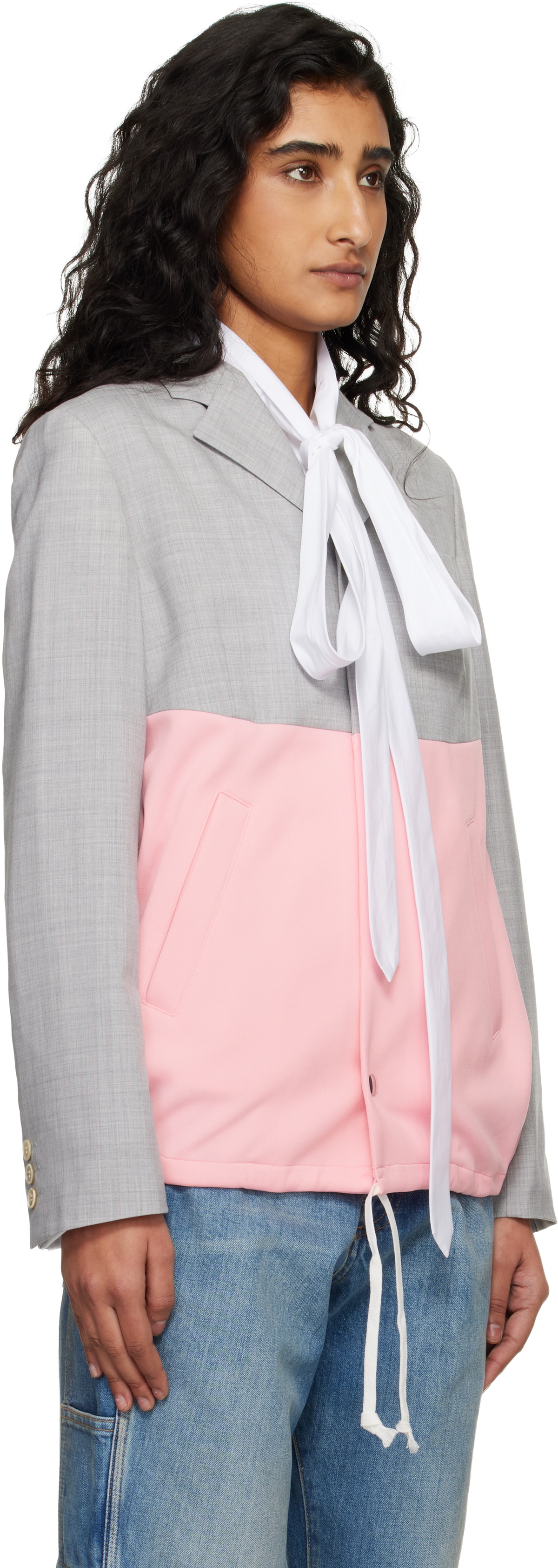 Comme des Garçons Girl Gray & Pink Paneled Blazer
