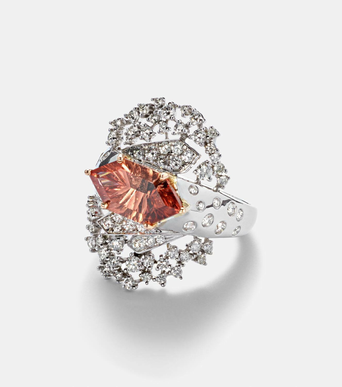 Ananya 18kt white gold ring with diamonds and tourmaline