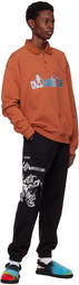 Brain Dead Orange Thinking Game Long Sleeve Polo