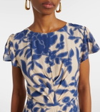 Velvet Floral crêpe midi dress