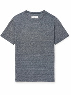 Officine Générale - Slim-Fit Striped Cotton and Linen-Blend T-Shirt - Blue