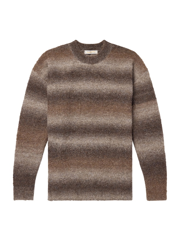 Photo: FrizmWORKS - Striped Bouclé Sweater - Brown
