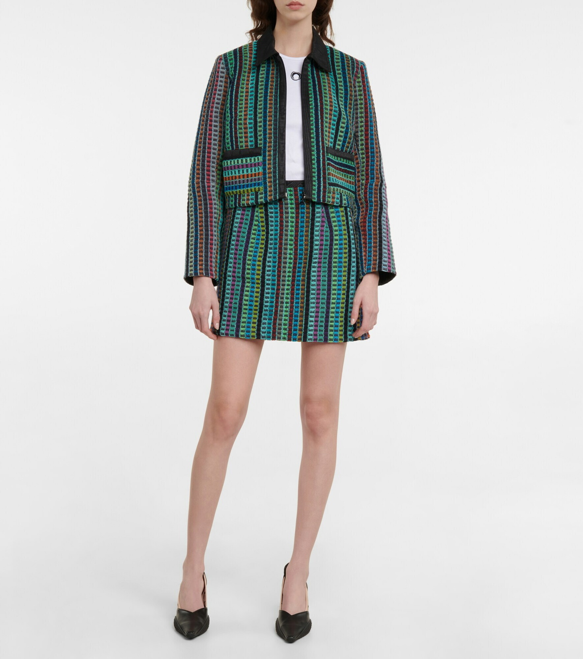 Marine Serre - Cropped cotton terry jacket