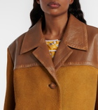 Miu Miu Leather-trimmed oversized suede jacket
