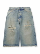424 - Straight-Leg Distressed Denim Shorts - Blue