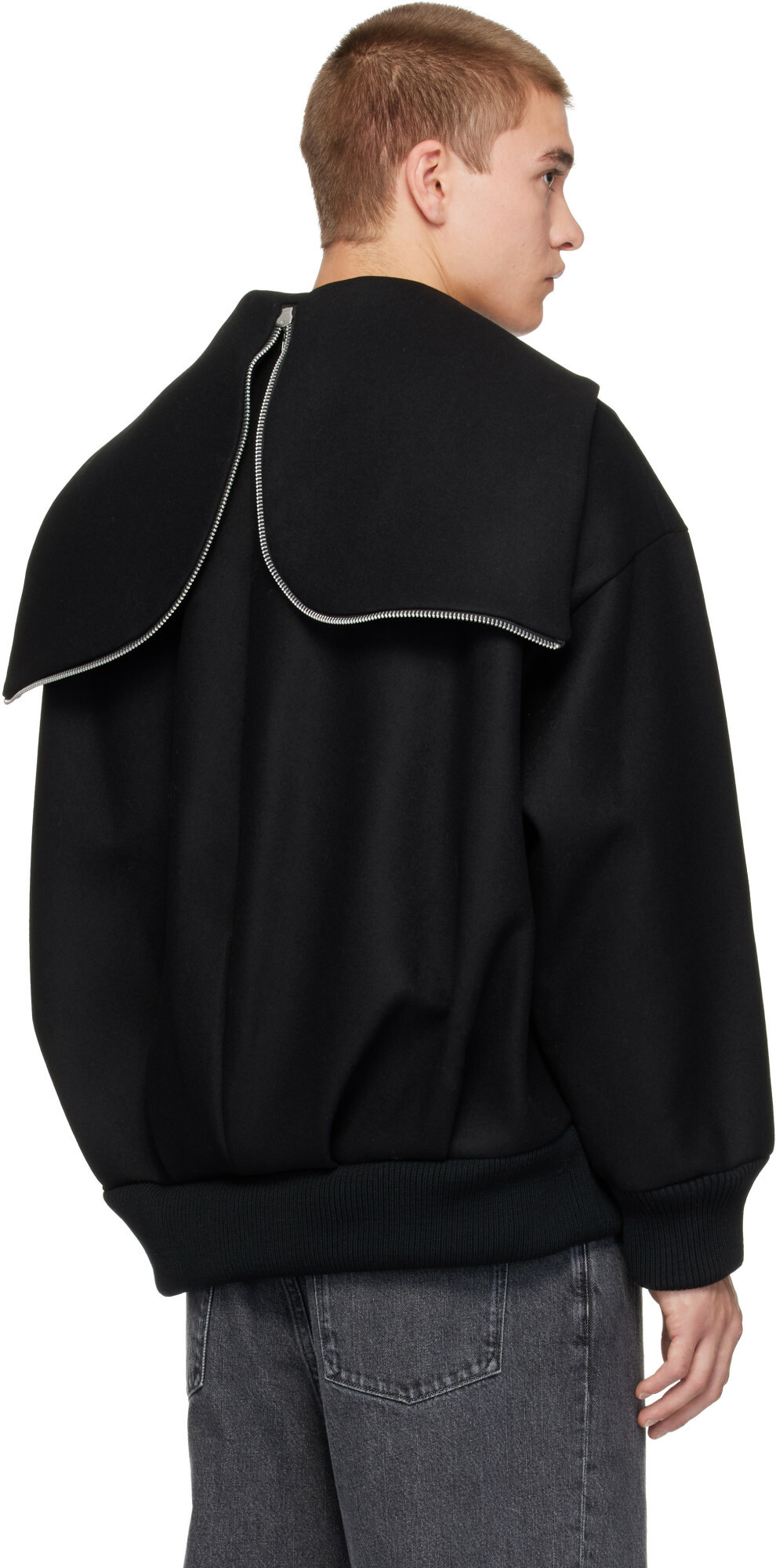 Simone Rocha Black Oversized Split Hood Jacket