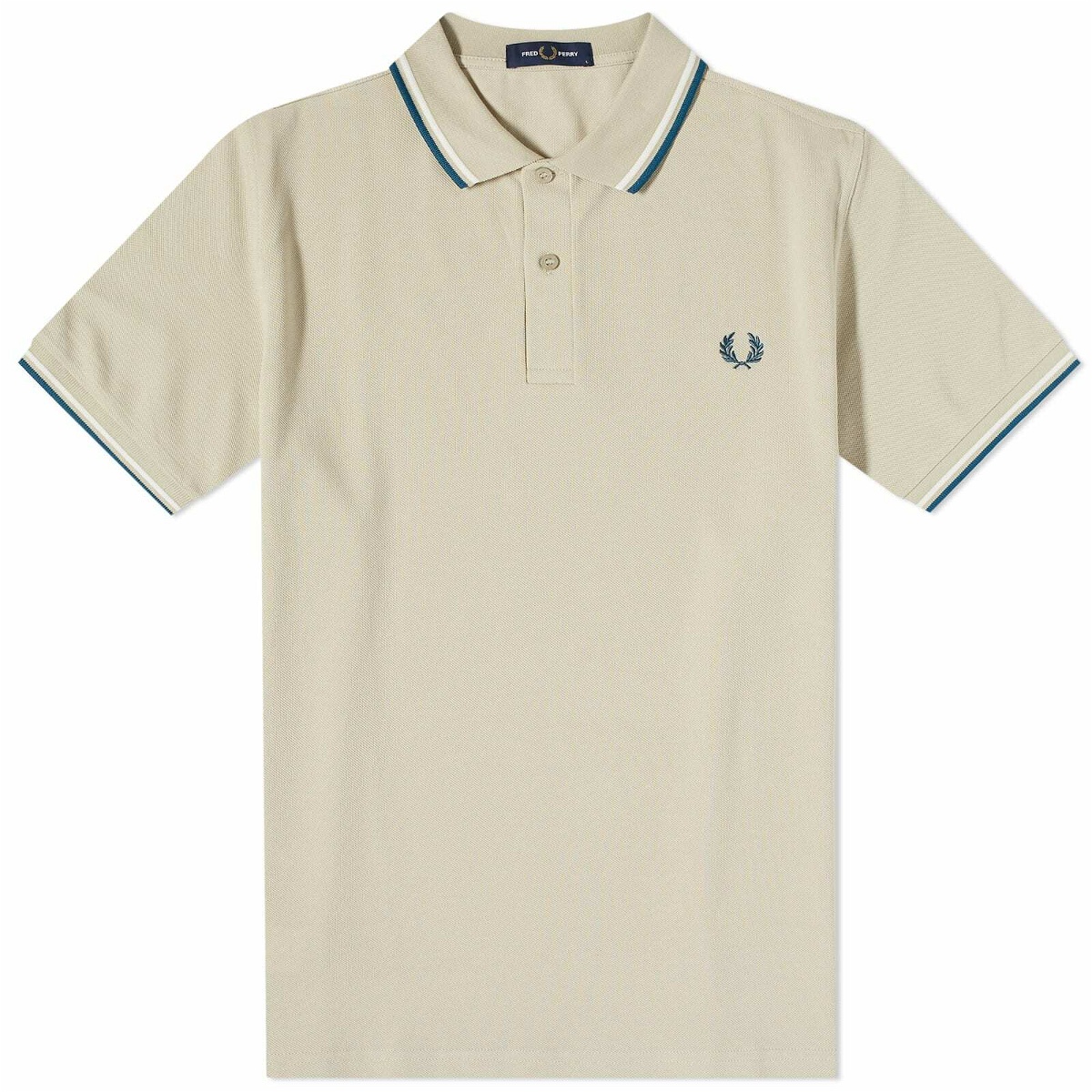 Fred Perry Men's Slim Fit Twin Tipped Polo Shirt in Light Oyster/Snow ...