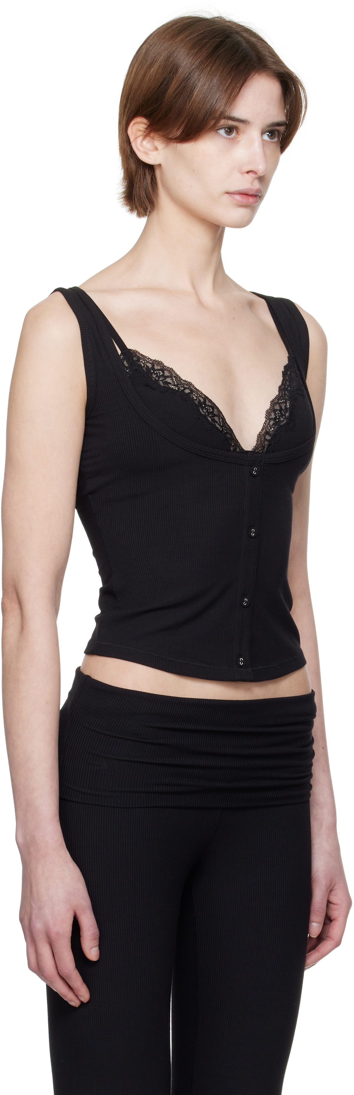 SKIMS Black Soft Lounge Lace Tank Top