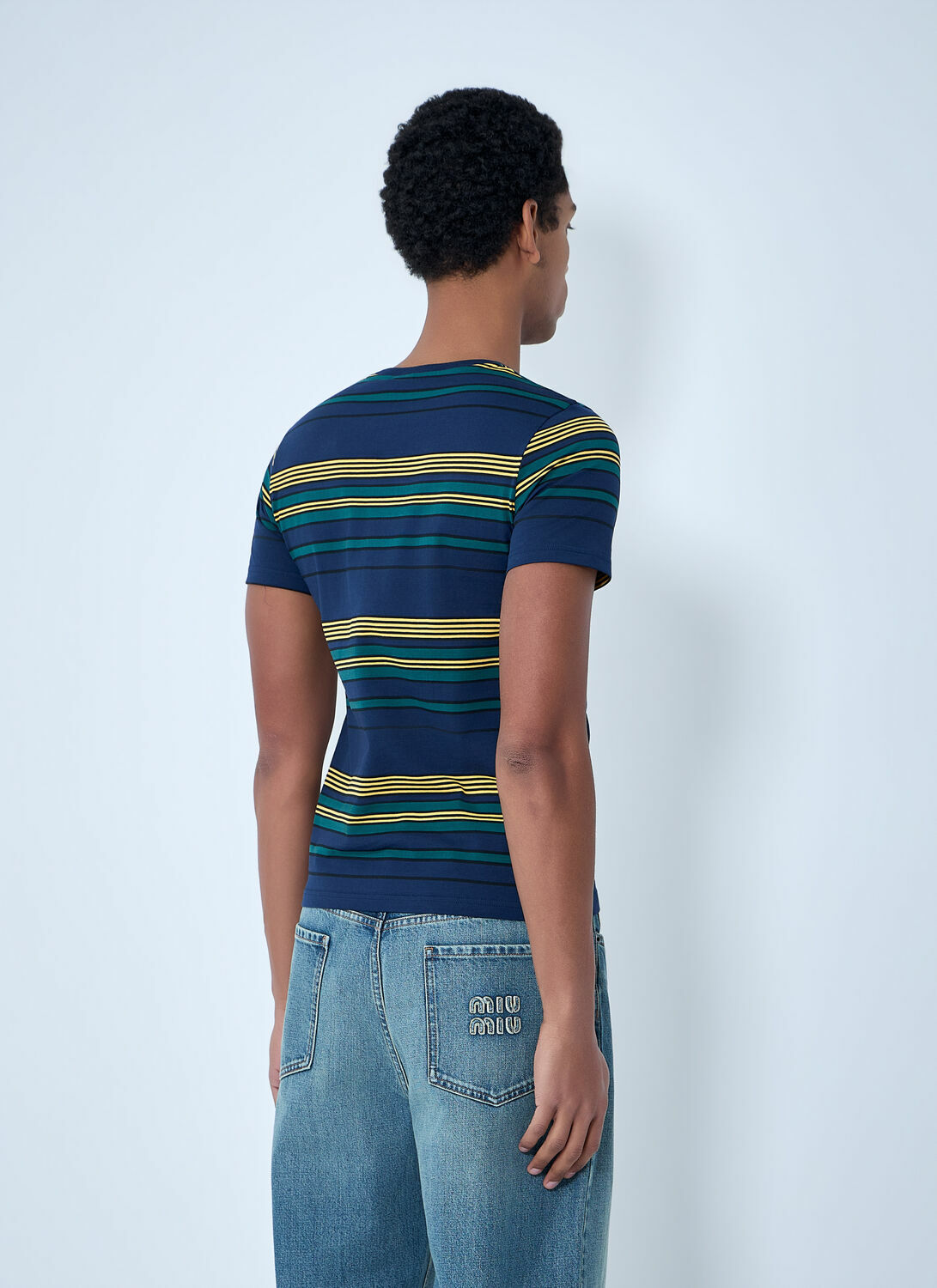 Miu Miu Striped Cotton Jersey T-Shirt