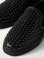 Christian Louboutin - Fun Sailor Studded Leather and Suede Slip-On Sneakers - Black