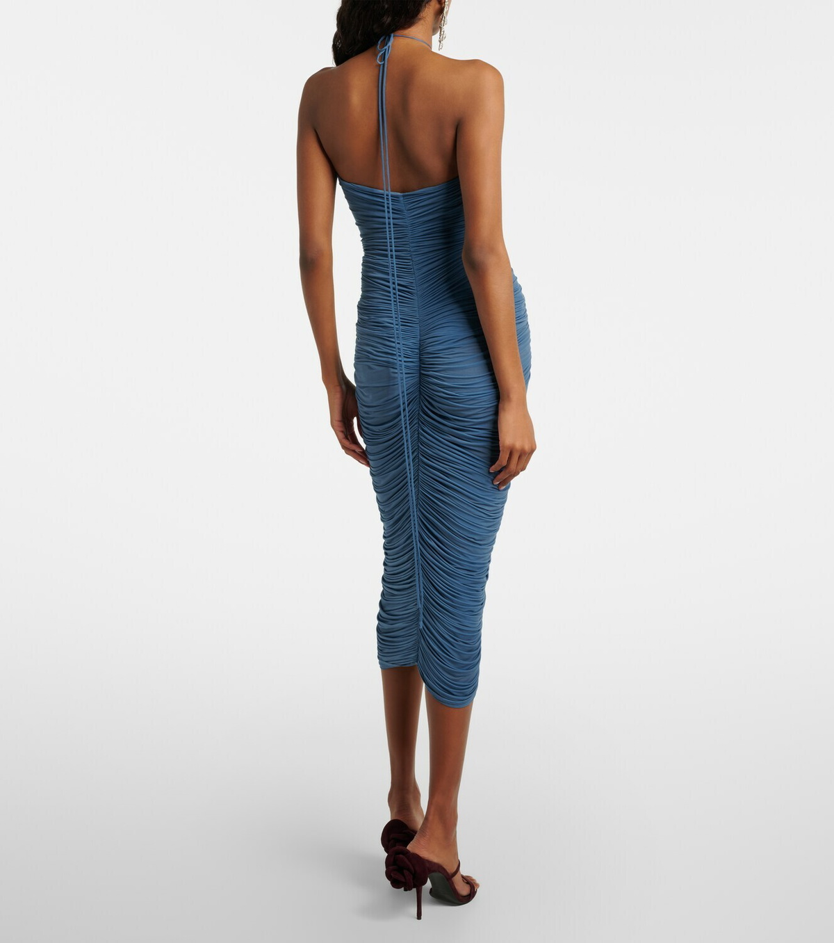 Magda Butrym Floral-appliqué ruched midi dress