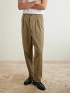 KAPITAL - Straight-Leg Pleated Cotton-Twill Chinos - Neutrals
