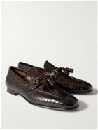 TOM FORD - Sean Croc-Effect Leather Tasselled Loafers - Brown