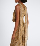 De La Vali Isolde draped snake-print georgette top