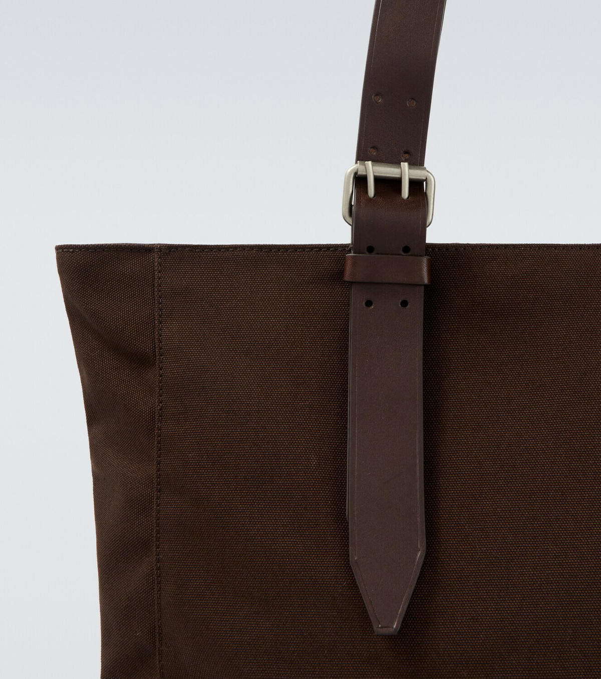 Dries Van Noten Leather-trimmed cotton canvas tote bag