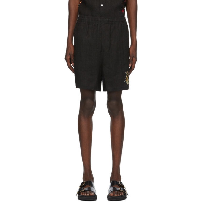 Photo: Bode SSENSE Exclusive Black Linen Rugby Shorts