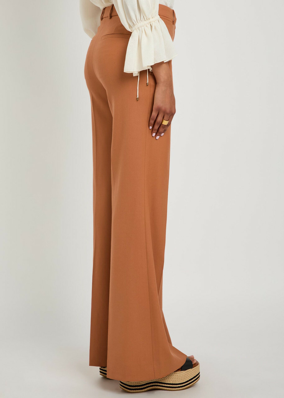 Chloe Flared-leg Wool Trousers Tan