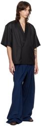 King & Tuckfield Black Notch Collar Wrap Shirt