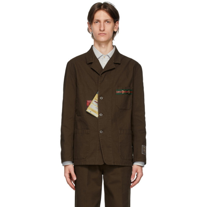 Photo: Gucci Brown Cotton Cardboard Labels Jacket