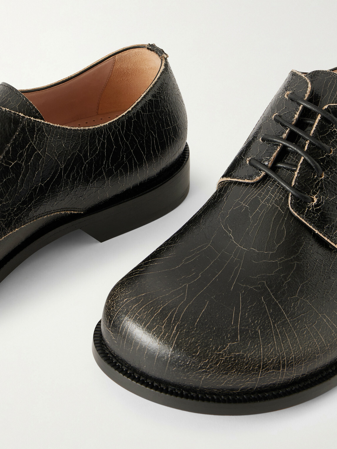 LOEWE - Campo Cracked-Leather Derby Shoes - Black