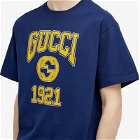 Gucci Men's College Logo T-Shirt in Navy