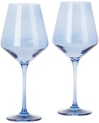 Estelle Colored Glass Two-Pack Blue Wine Glasses, 16.5 oz