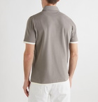 Brunello Cucinelli - Slim-Fit Jersey-Trimmed Cotton-Piqué Polo Shirt - Gray