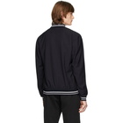 Z Zegna Navy Tech Stripes Bomber Jacket