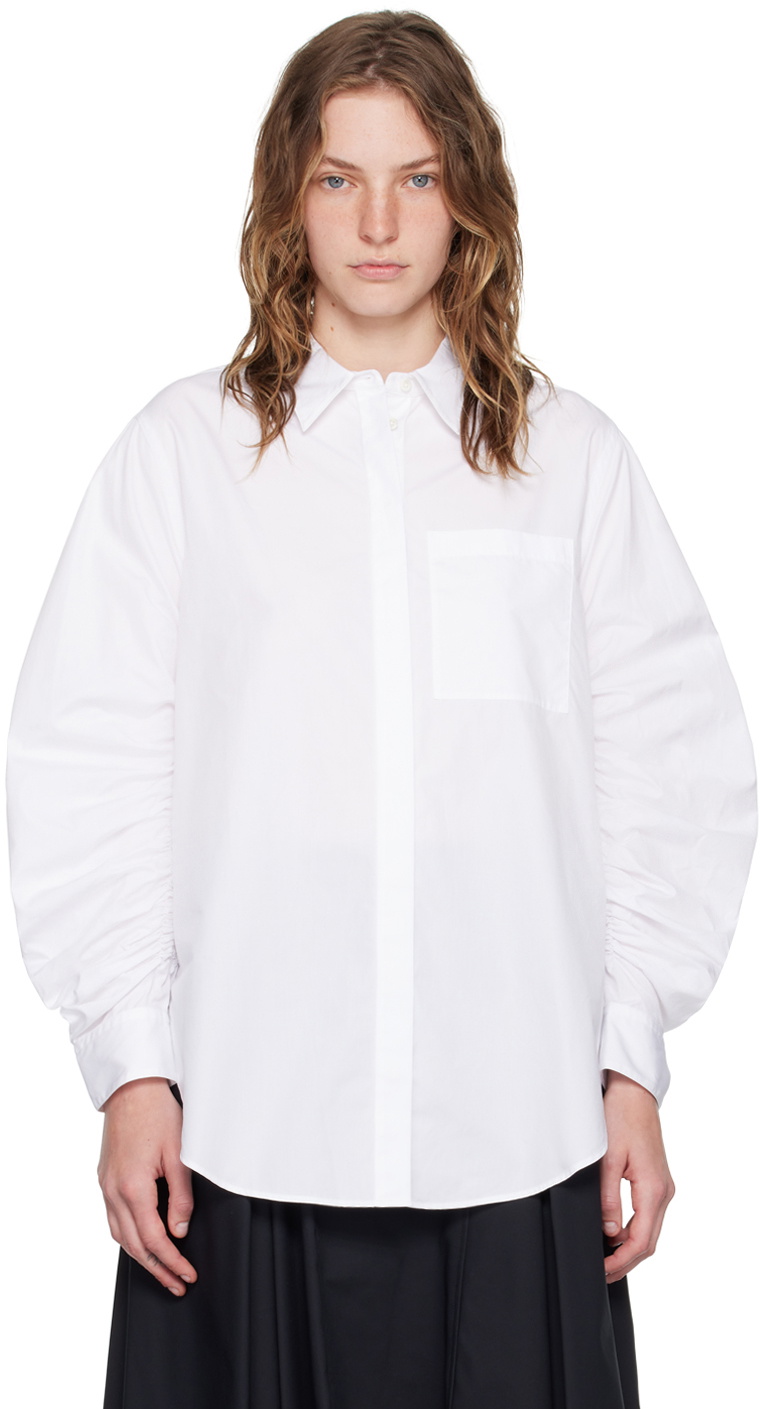 3.1 Phillip Lim White Gathered Sleeve Shirt