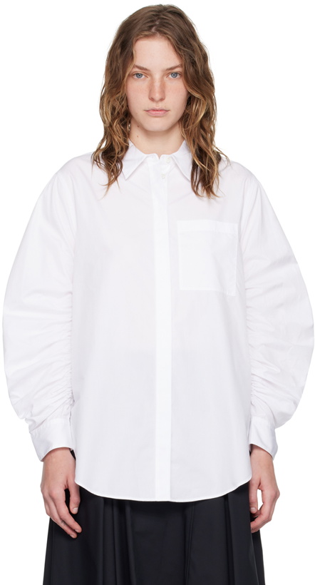 Photo: 3.1 Phillip Lim White Gathered Sleeve Shirt