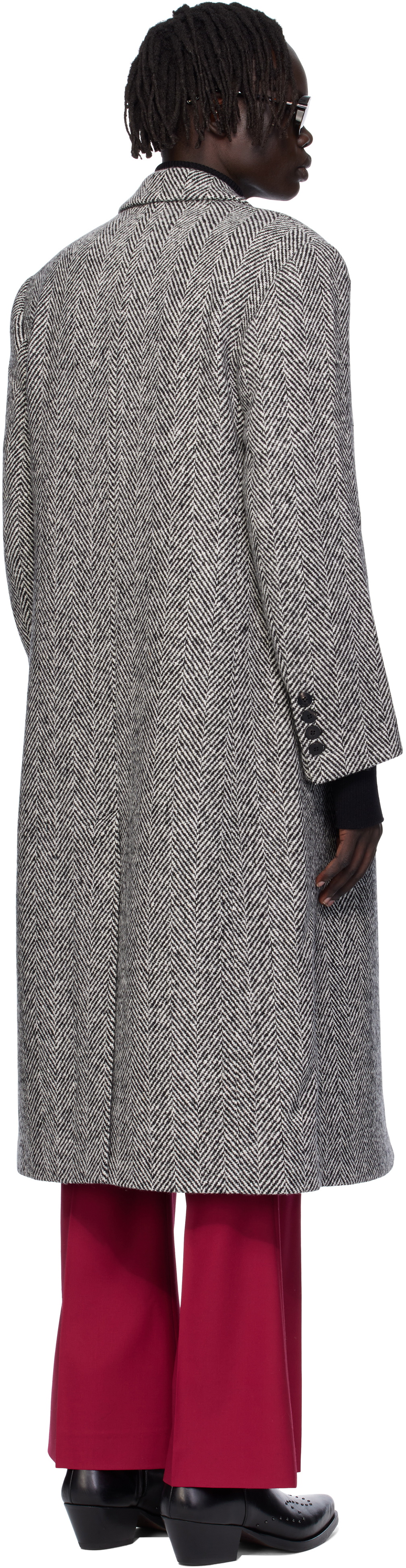 Ernest W. Baker Black & White Double-Breasted Coat