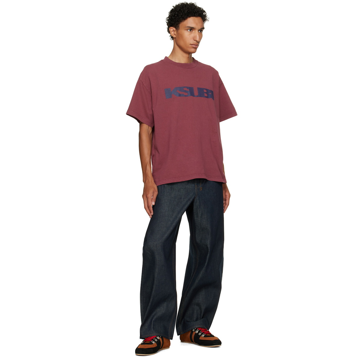 Ksubi Burgundy Blasted Ekcess S/S T-shirt