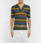 Jacquemus - Slim-Fit Striped Knitted Cotton-Blend Polo Shirt - Green