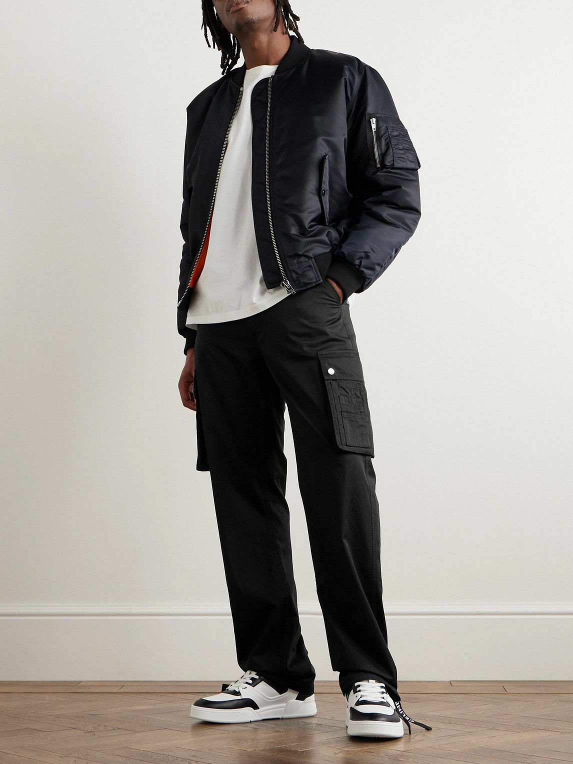 CELINE - Straight-Leg Cotton and Linen-Blend Cargo Trousers - Black