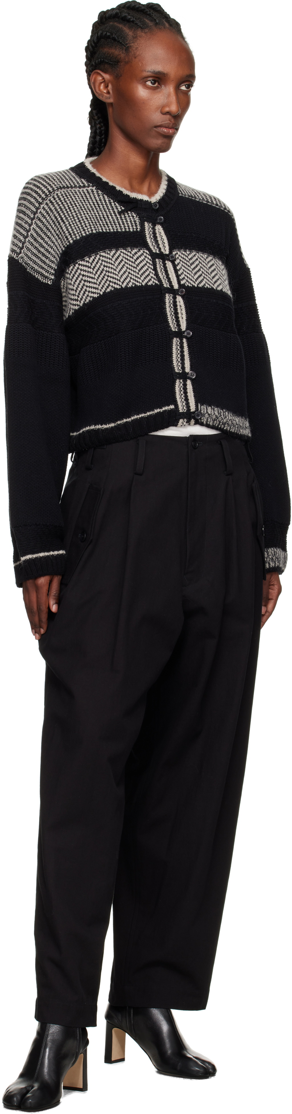 Y's Black Design Knit Cardigan
