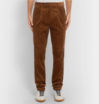 Brunello Cucinelli - Pleated Cotton-Corduroy Trousers - Brown